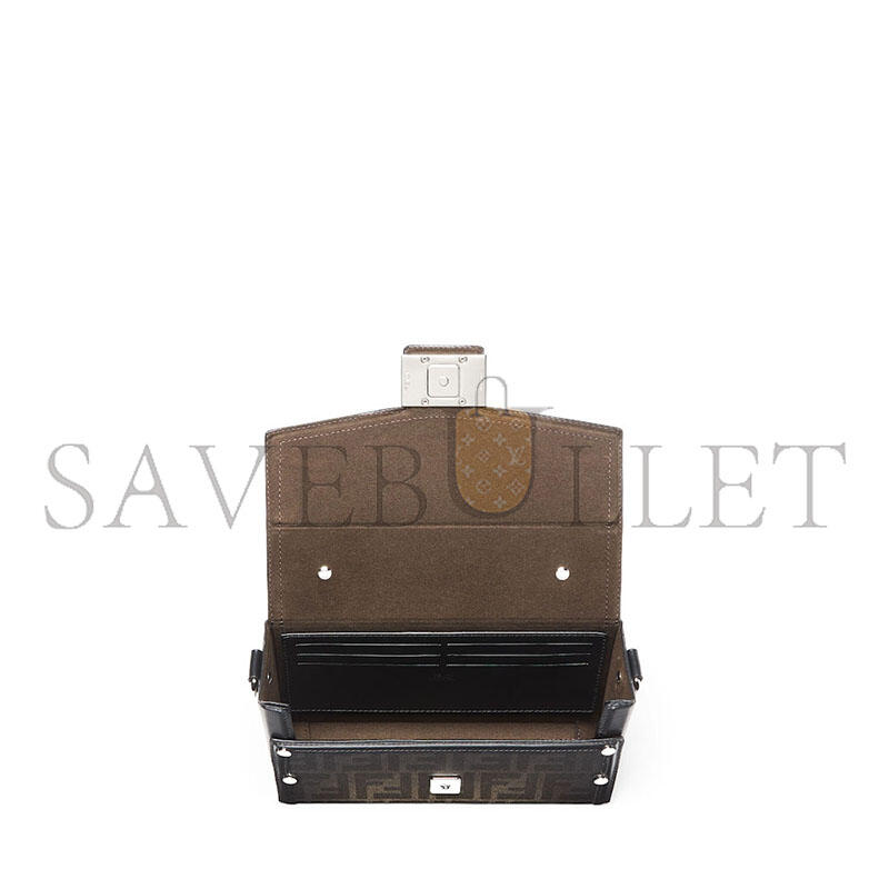 FENDI BAGUETTE SOFT TRUNK BROWN FF FABRIC BAG 7VA565APD8F0L3T (21.5*13*6.5cm)